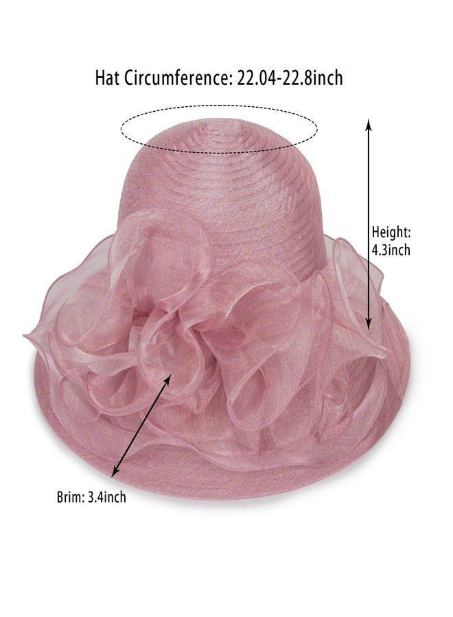 CXQRR Kentucky Organza Derby Hats for Women Church Tea Fascinator Wide Brim Sun Hat for Ladies Light Purple - Image 4